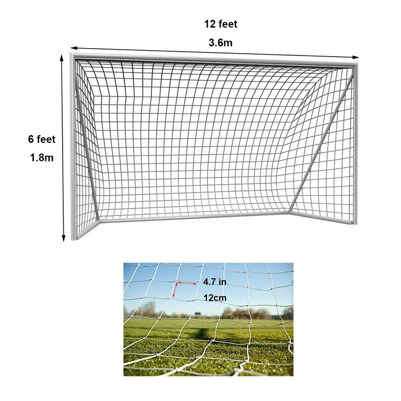 NKTM 12x6 Feet Soccer Net, Standard Size for Match and Training Venues, Easy Installation & Comprehensive Protection (Only Nets) - Image 2